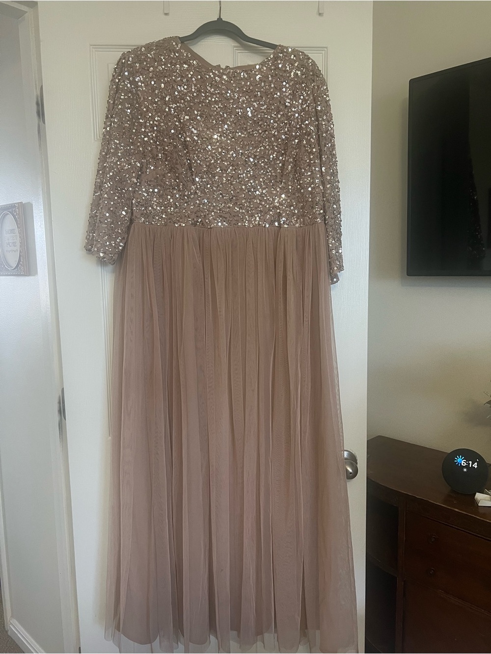 Maya Deluxe Sequin Mother of the Bride Dress – Size 20 (Altered, Blush/Nude)